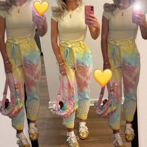 LoveShackFancy Pastel Tie-Dye Cropped Pants